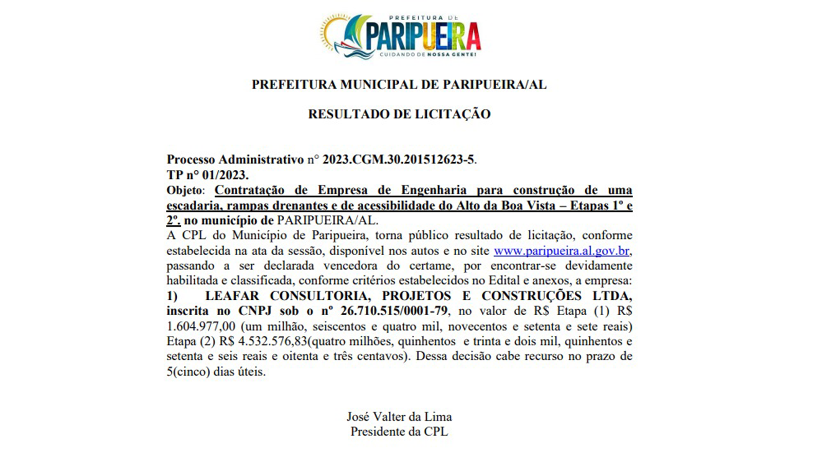 Obra de Escadaria em Paripueira Passa de R$ 6 Milhões e Gera Questionamentos