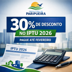Paripueira concede 30% de desconto no IPTU 2026 para quem pagar até fevereiro