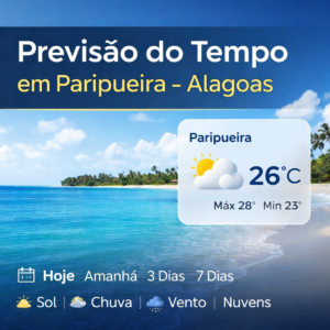 Previsão do Tempo em Paripueira - Alagoas Confira o Clima Hoje, Amanhã, 7 Dias, Mês e Final de Semana