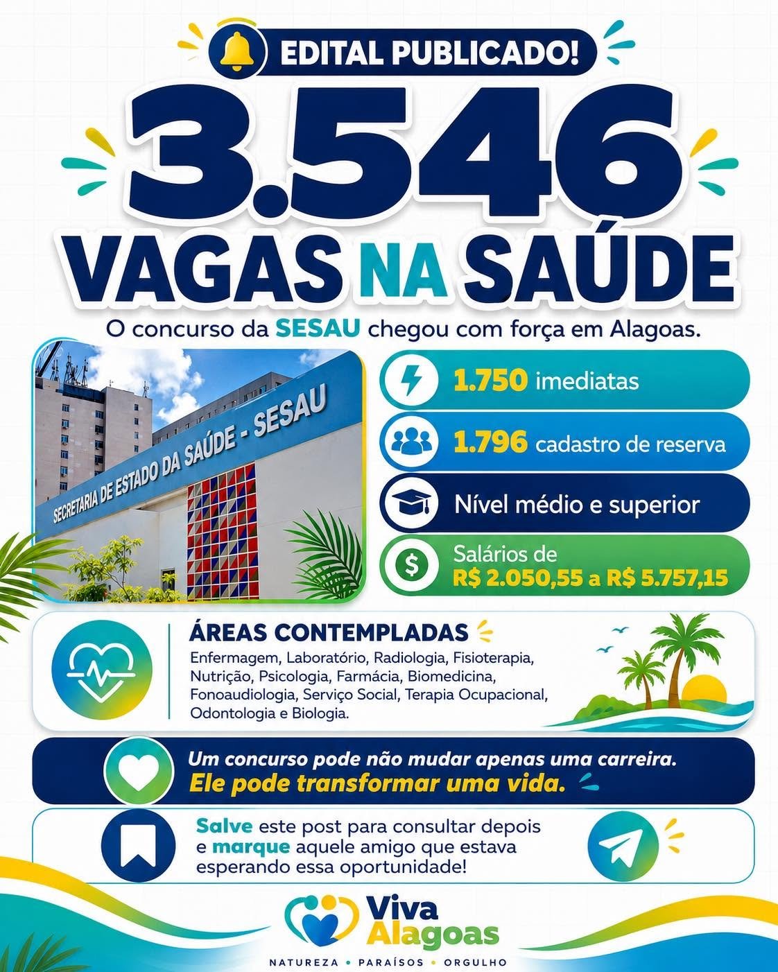 Edital publicado! O concurso da SESAU chegou com uma grande oportunidade para Alagoas.