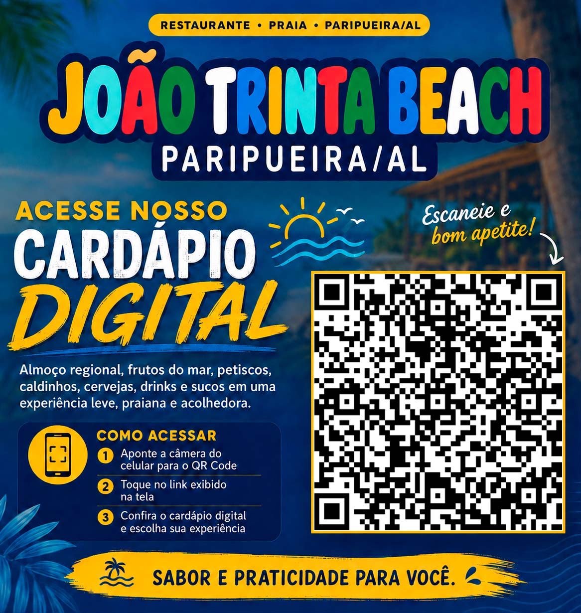 João Trinta Beach aposta em inovação com novo Cardápio Digital em Paripueira