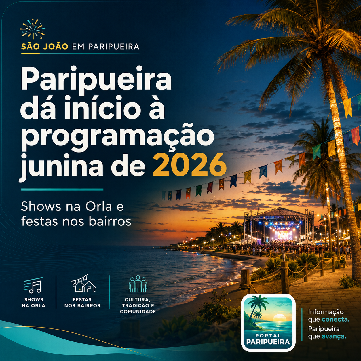 Paripueira dá início à programação junina de 2026 com shows na Orla e festas nos bairros - www.paripueira.com