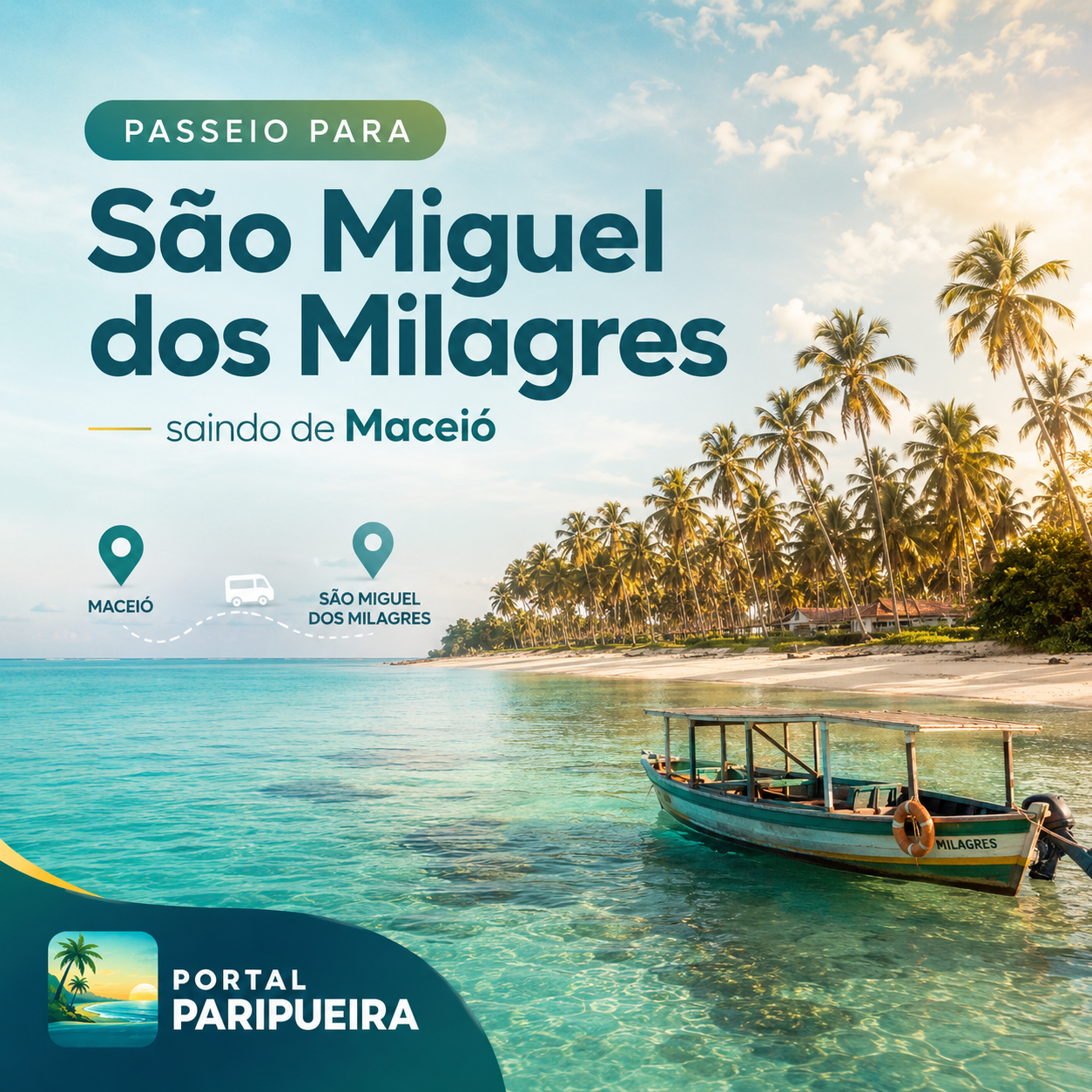 Passeio para São Miguel dos Milagres saindo de Maceió