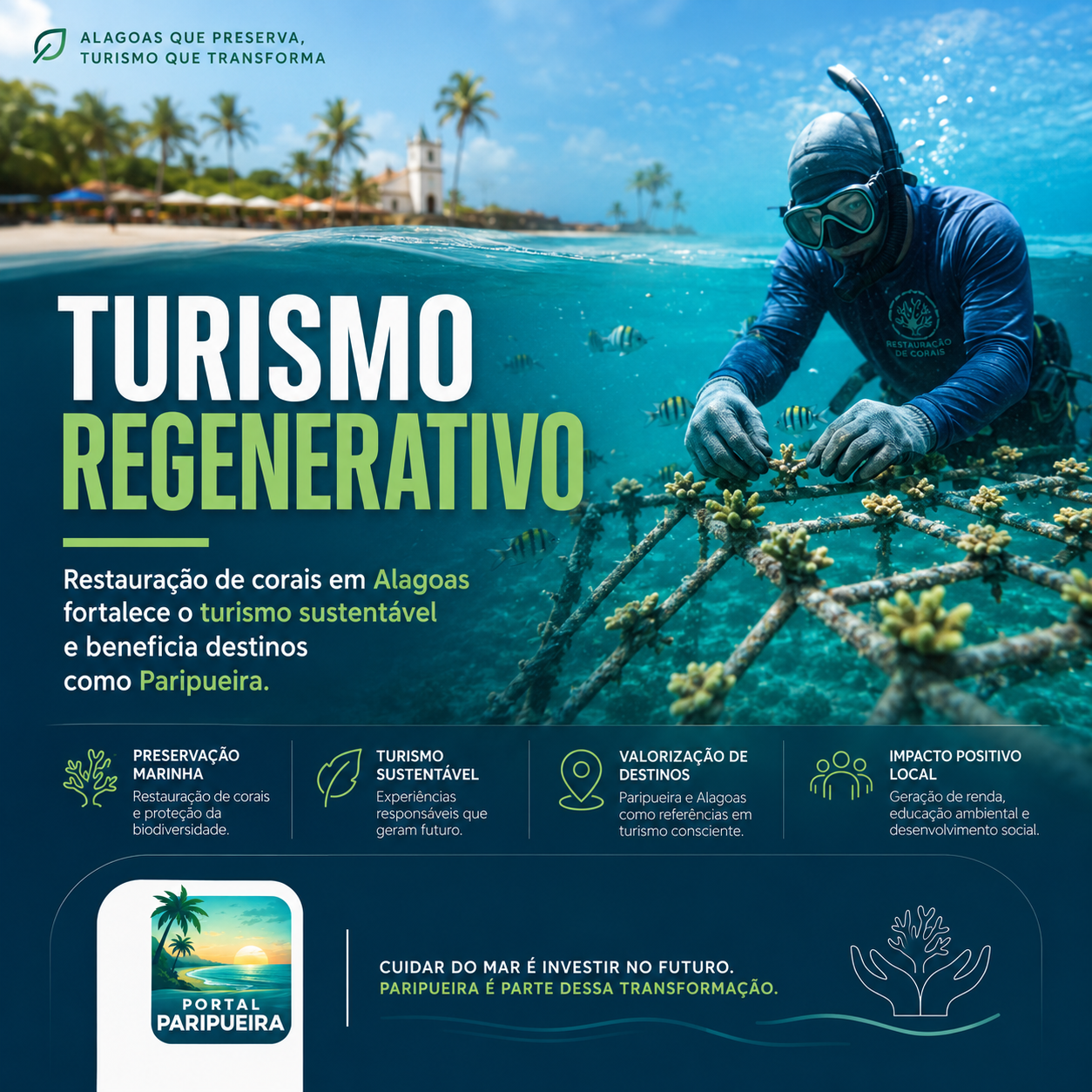 Turismo regenerativo Restauração de corais em Alagoas fortalece turismo sustentável e beneficia destinos como Paripueira