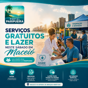 Moradores de Paripueira têm opção de serviços gratuitos e lazer neste sábado em Maceió